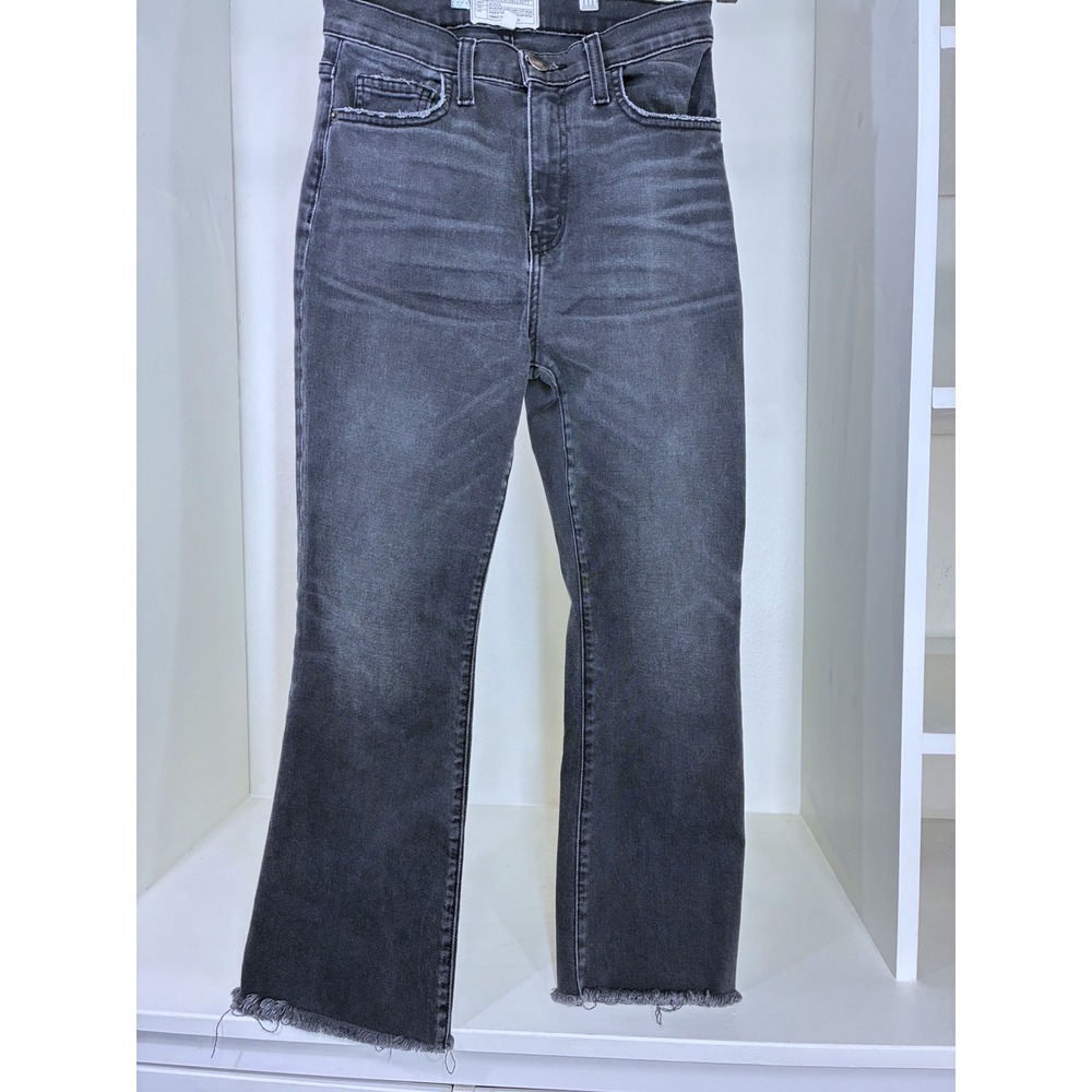 Current/Elliott The Highwaist Kick Jean Edgebrook Cut‎ Hem Black Denim 26